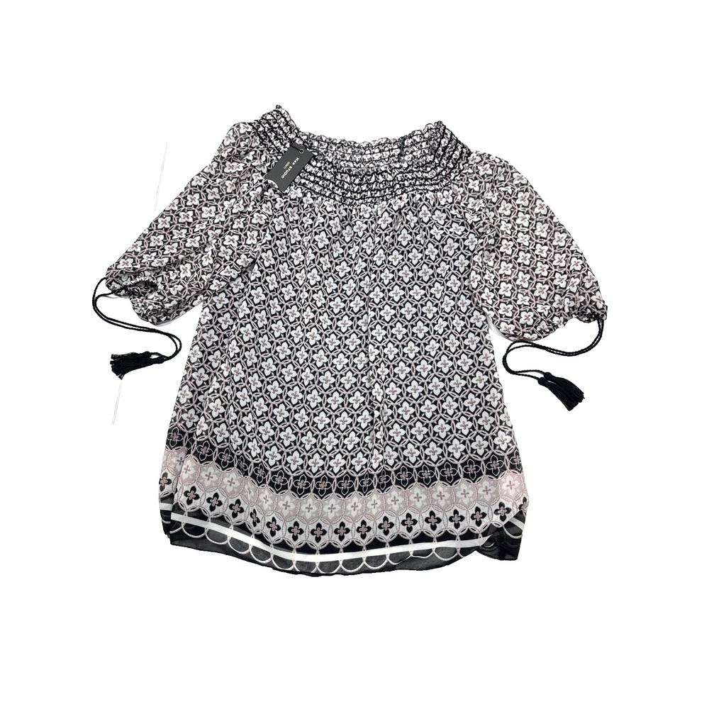 Max Studio Edit OffT The Shoulder Pullover Top With Tasseled Sleeves Size XS NWT